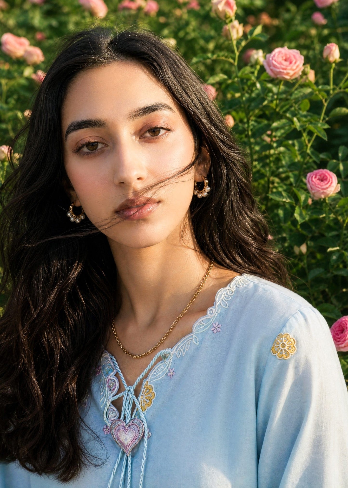 SS26DC-2624 SKY BLUE 2PCS EMBROIDERED KURTA WITH TROUSER