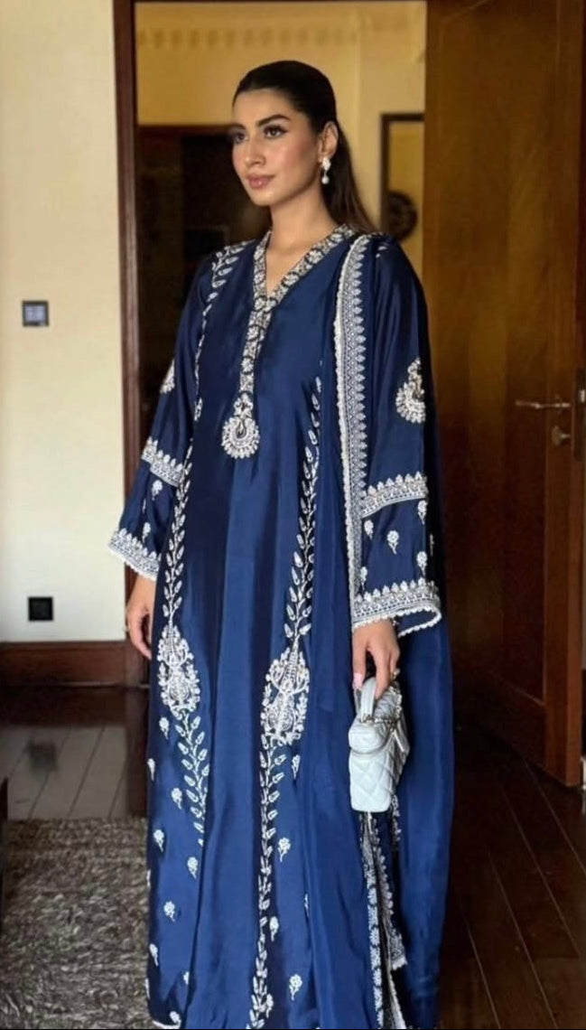 Royal Blue Sheesha Silk Kurta Set