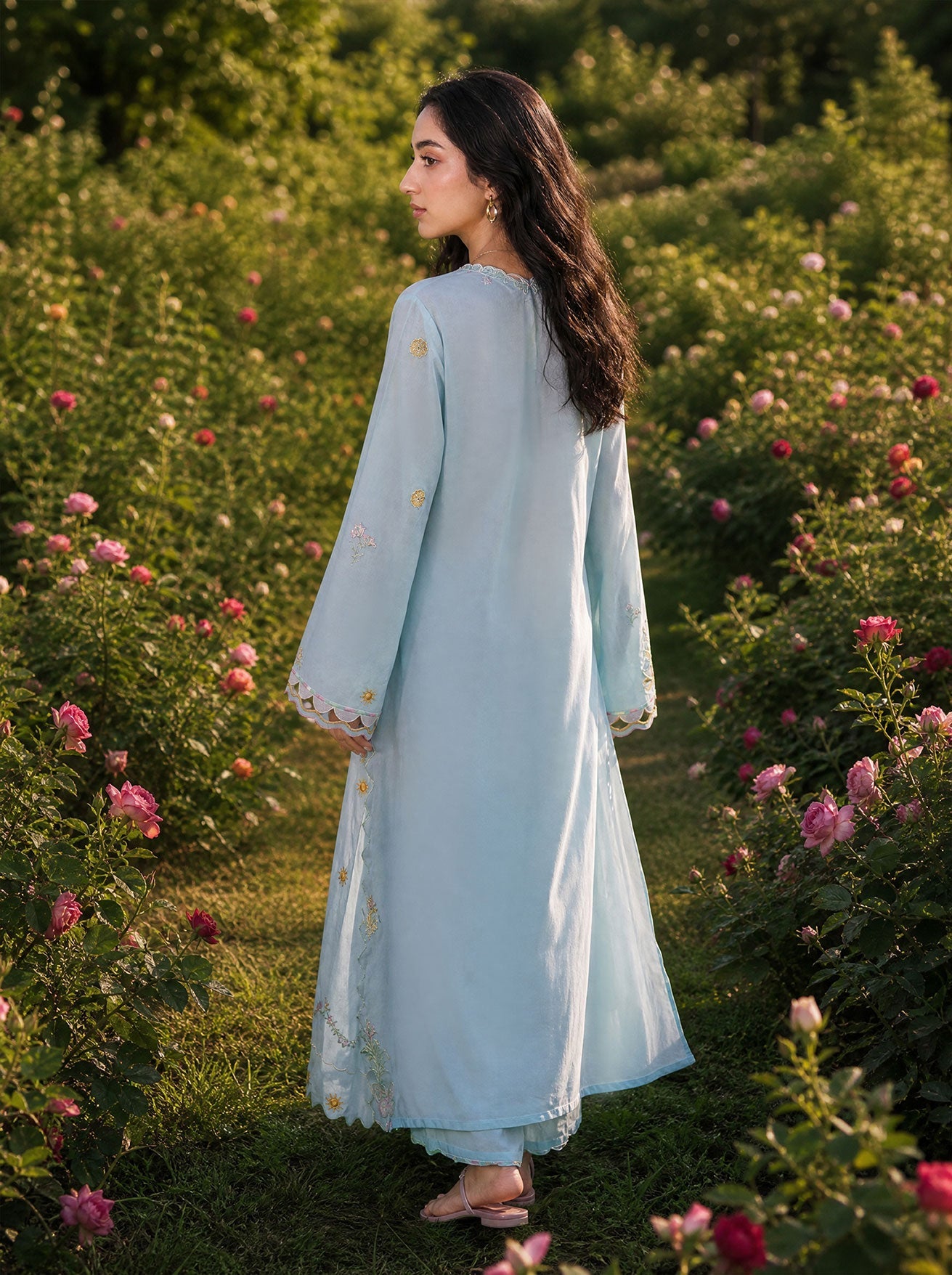 SS26DC-2624 SKY BLUE 2PCS  EMBROIDERED KURTA WITH TROUSER